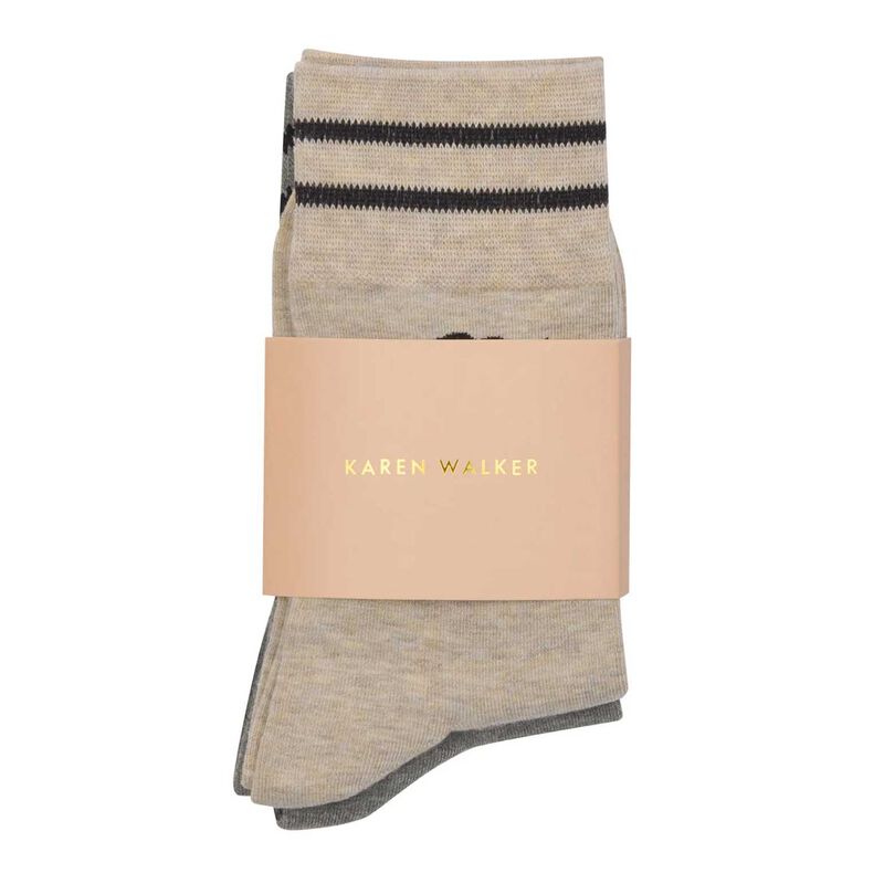 Karen Walker Runaway Girl Socks 2 Pack Natural/Grey/Black image number 1